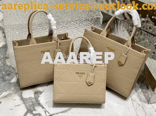 Replica Prada Large Leather Symbole Bag With Topstitching 1BA377 Sand 2