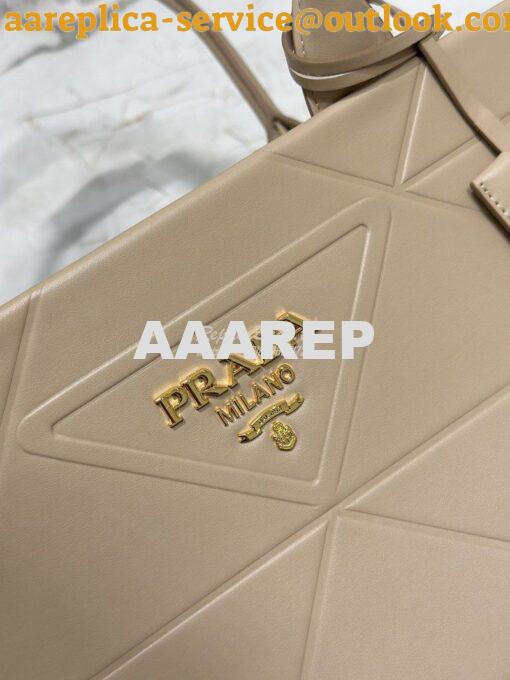 Replica Prada Large Leather Symbole Bag With Topstitching 1BA377 Sand 6