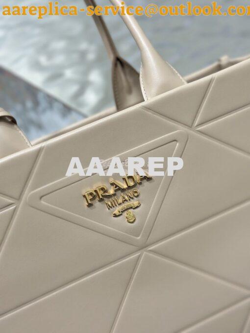 Replica Prada Medium Leather Symbole Bag With Topstitching 1BA378 Sand 5
