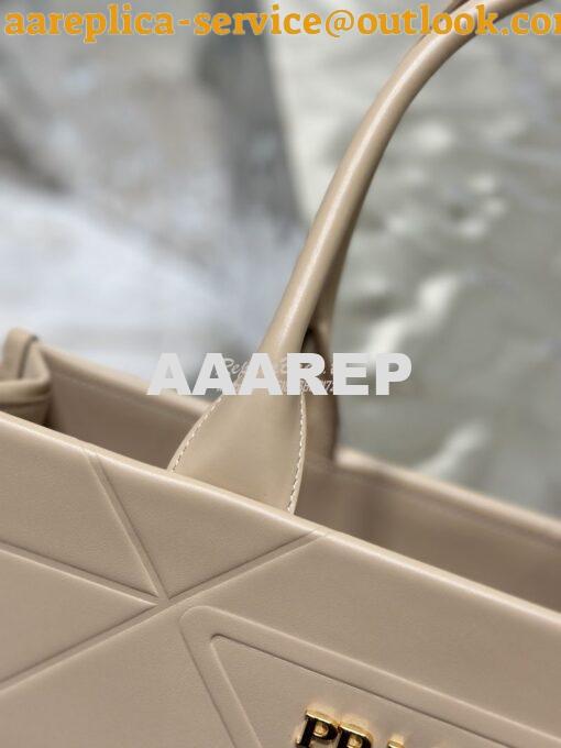 Replica Prada Medium Leather Symbole Bag With Topstitching 1BA378 Sand 7