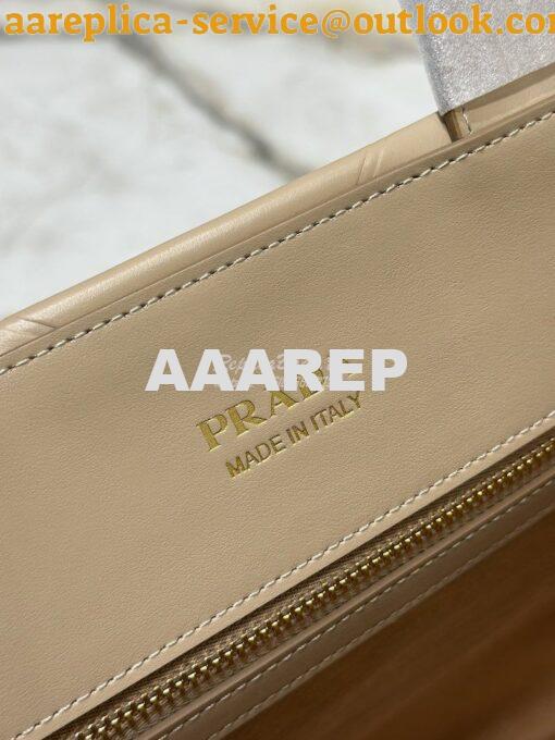 Replica Prada Medium Leather Symbole Bag With Topstitching 1BA378 Sand 9