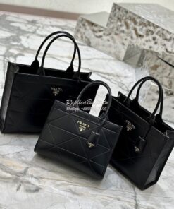 Replica Prada Small Leather Symbole Bag With Topstitching 1BA379 Black
