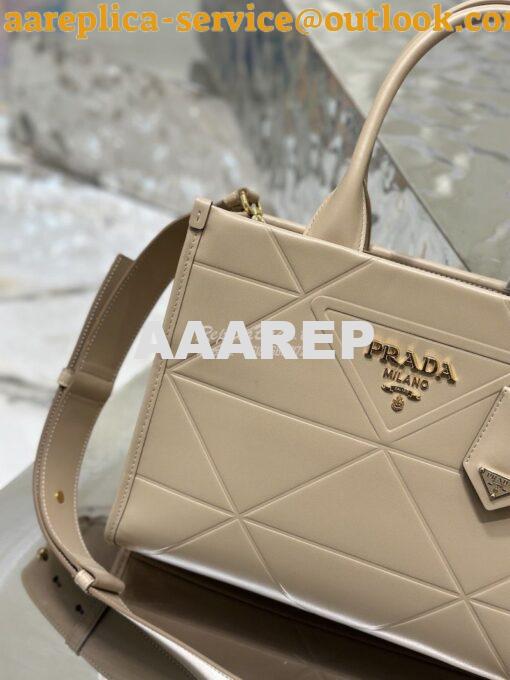 Replica Prada Small Leather Symbole Bag With Topstitching 1BA379 Sand 4