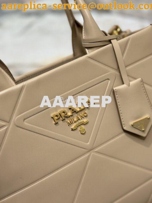 Replica Prada Small Leather Symbole Bag With Topstitching 1BA379 Sand 5
