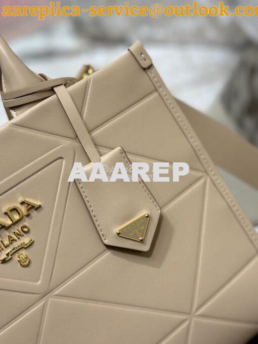 Replica Prada Small Leather Symbole Bag With Topstitching 1BA379 Sand 6