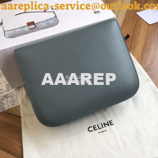 Replica Celine Classic Box Bag in Calfskin with Cork Effect Light Blue 9