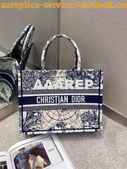 Replica Dior Book Tote bag Embroidered Canvas with Blue Around The Wor 13