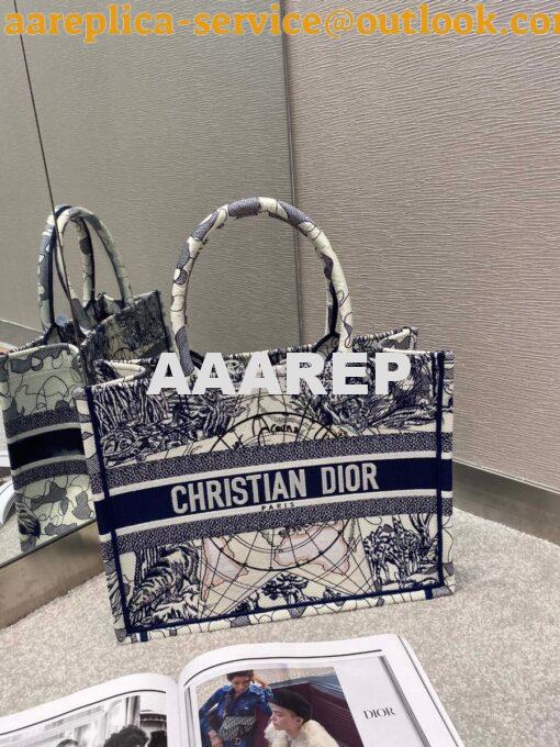 Replica Dior Book Tote bag Embroidered Canvas with Blue Around The Wor 14