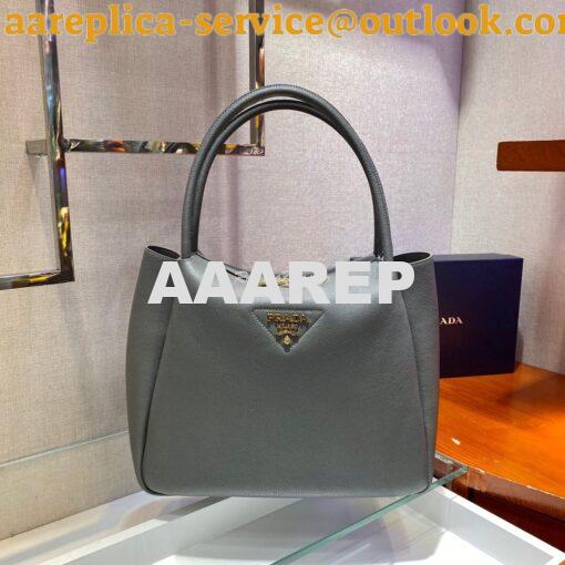 Replica Prada Medium Leather Handbag 1BC142 Grey 2