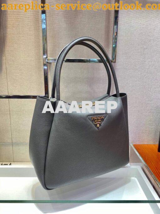 Replica Prada Medium Leather Handbag 1BC142 Grey 4
