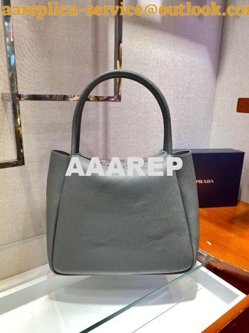 Replica Prada Medium Leather Handbag 1BC142 Grey 9