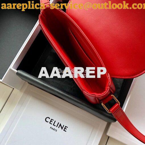 Replica Celine Small Besace 16 Bag in Natural Calfskin 188013 Red 7