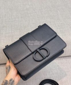 Replica Dior 30 Montaigne Bag Black Ultramatte Grained Calfskin 2