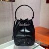 Replica Prada Leather Diagrammed Bucket bag 1bh038 Black