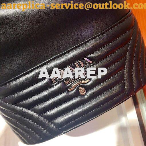 Replica Prada Leather Diagrammed Bucket bag 1bh038 Black 3