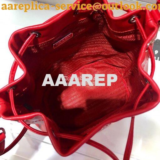 Replica Prada Leather Diagrammed Bucket bag 1bh038 Red 7