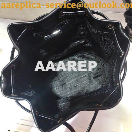 Replica Prada Leather Diagrammed Bucket bag 1bh038 Black 5
