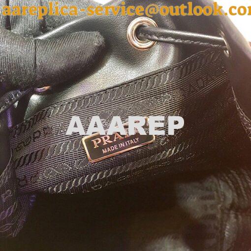Replica Prada Leather Diagrammed Bucket bag 1bh038 Black 7