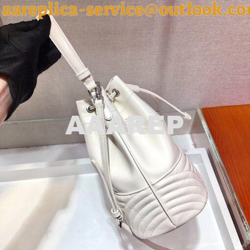 Replica Prada Leather Diagrammed Bucket bag 1bh038 White 4