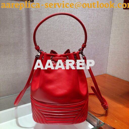 Replica Prada Leather Diagrammed Bucket bag 1bh038 Red 10