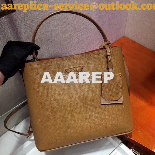 Replica Prada Panier Saffiano Leather Bag 1BA211 Brown