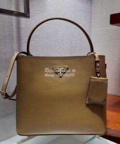 Replica Prada Panier Saffiano Leather Bag 1BA211 Brown 2