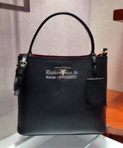 Replica Prada Panier Saffiano Leather Bag 1BA211 Black