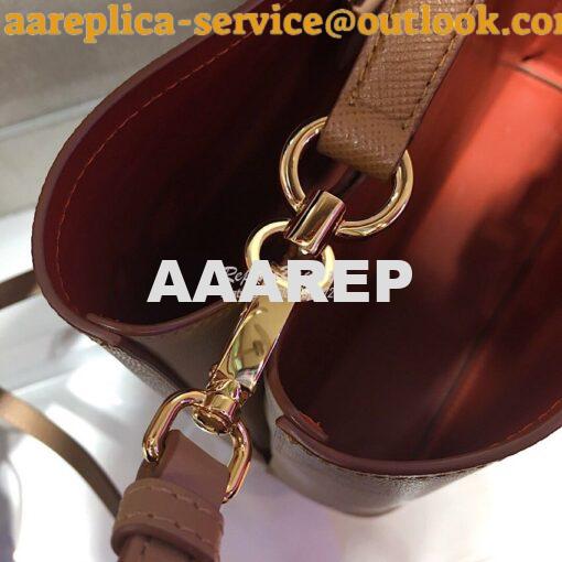 Replica Prada Panier Saffiano Leather Bag 1BA211 Brown 6