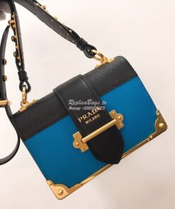 Replica Prada Cahier Leather Bag 1BD045 Blue