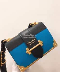 Replica Prada Cahier Leather Bag 1BD045 Blue 2