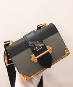 Replica Prada Cahier Leather Bag 1BD045 Grey 2