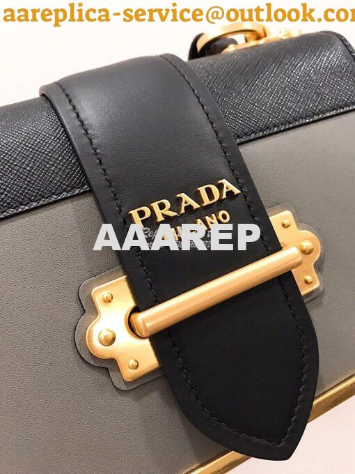 Replica Prada Cahier Leather Bag 1BD045 Grey 3