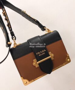 Replica Prada Cahier Leather Bag 1BD045 Brown