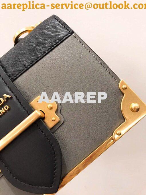Replica Prada Cahier Leather Bag 1BD045 Grey 5
