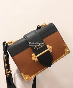 Replica Prada Cahier Leather Bag 1BD045 Brown 2
