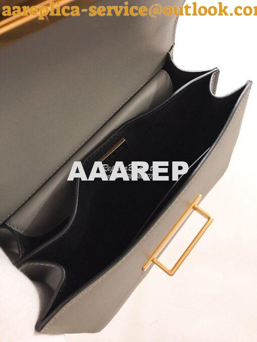 Replica Prada Cahier Leather Bag 1BD045 Grey 7