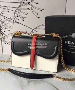 Replica Prada Belle Leather Shoulder Bag 1BD188 White
