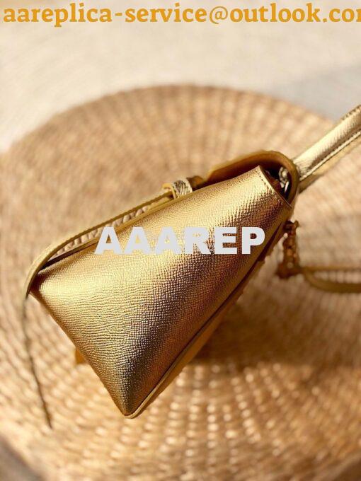 Replica Celine Nano Belt Bag in Gold Laminated Grained Calfskin 185003 3