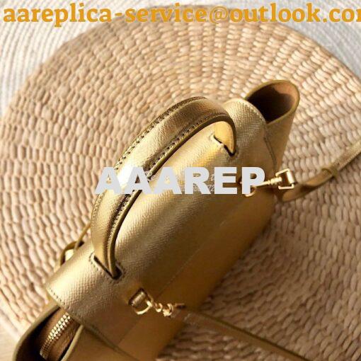 Replica Celine Nano Belt Bag in Gold Laminated Grained Calfskin 185003 4