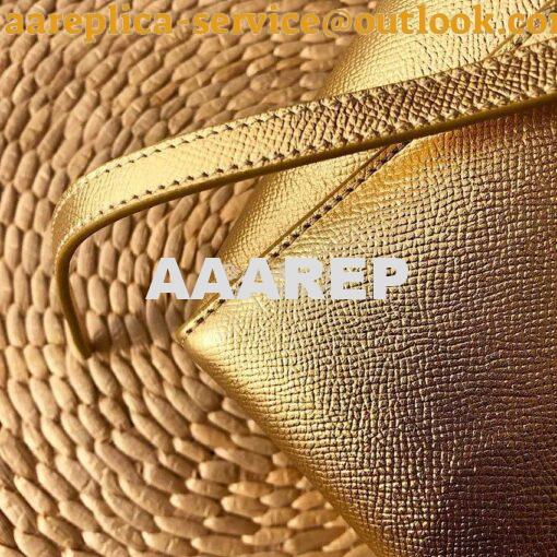 Replica Celine Nano Belt Bag in Gold Laminated Grained Calfskin 185003 6