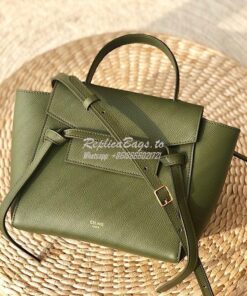 Replica Celine Nano Belt Bag Army Green Grained Calfskin 185003