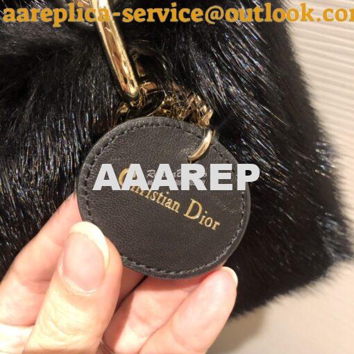 Replica Dior Lady Dior Mink Fur Bag in Lambskin M5050S Black 4