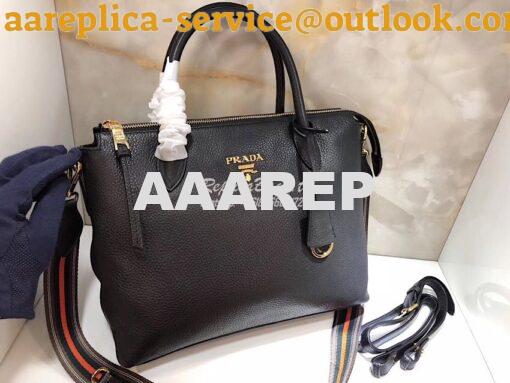 Replica Prada Daino Leather Tote Bag 1BA157 Black