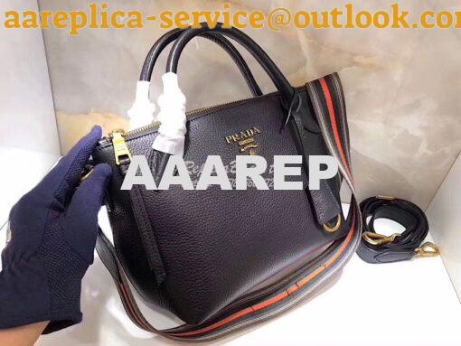 Replica Prada Daino Leather Tote Bag 1BA157 Black 5