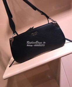 Replica Prada Sidonie Leather Shoulder Bag Black