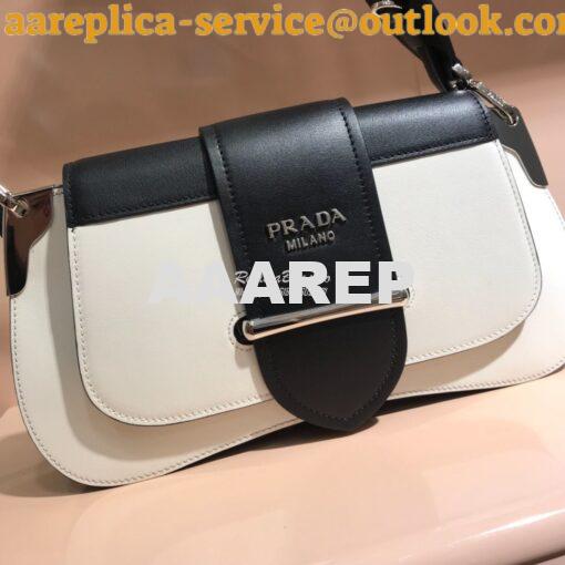 Replica Prada Sidonie leather shoulder bag 1BD168 White 2