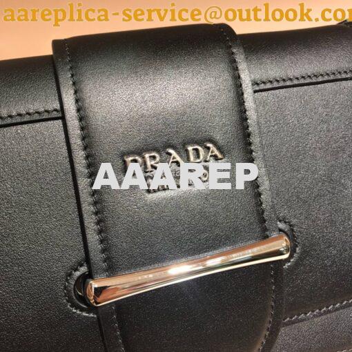 Replica Prada Sidonie leather shoulder bag 1BD168 Black 3