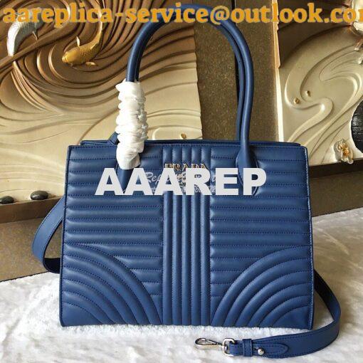 Replica Prada Diagramme Leather Handbag 1BA165 Blue