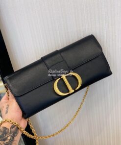 Replica Dior 30 Montaigne Calfskin Clutch Chain Bag M9206 Black