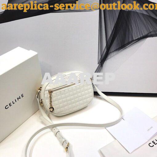 Replica Celine Small C Charm Bag In Quilted Calfskin 188363 White